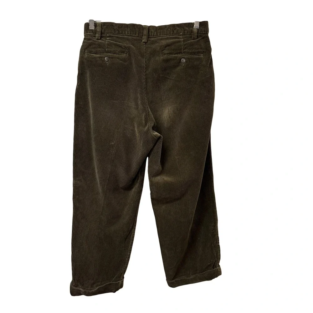 Polo Ralph Lauren Andrew Pant Mens 32 Olive Green Wide Wale Corduroy Pleated